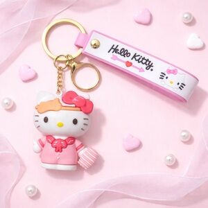 Hello Kitty 3D Keychain Pink Outfit Charm Strap 8”L Kawaii Cute Sanrio Gift✨NWOT